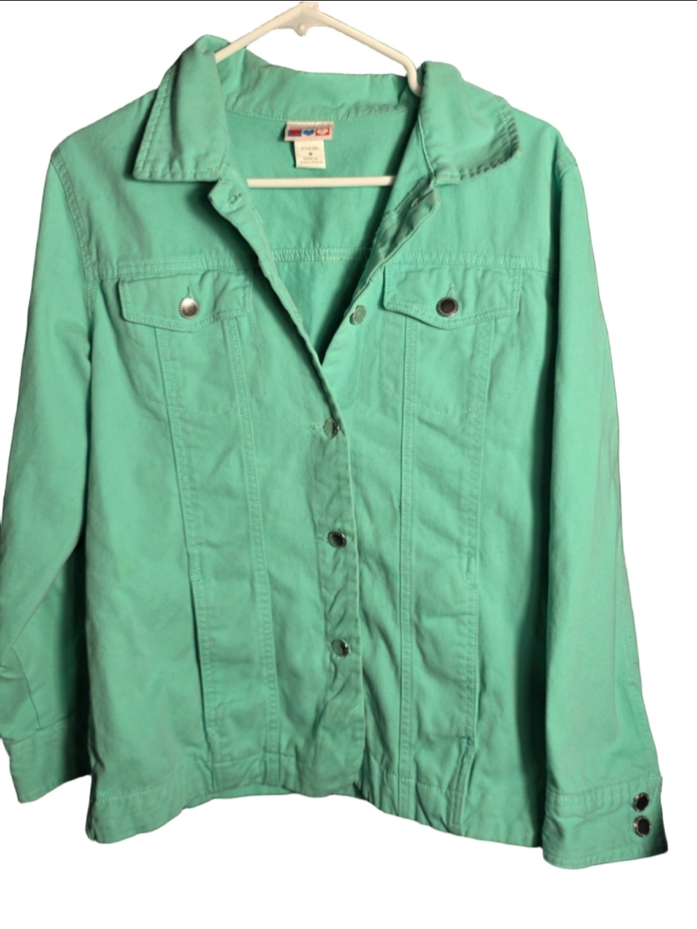 Women's American Sweetheart Green Jean Jacket Size M cottagecore grandmacore y2k - Picture 5 of 7